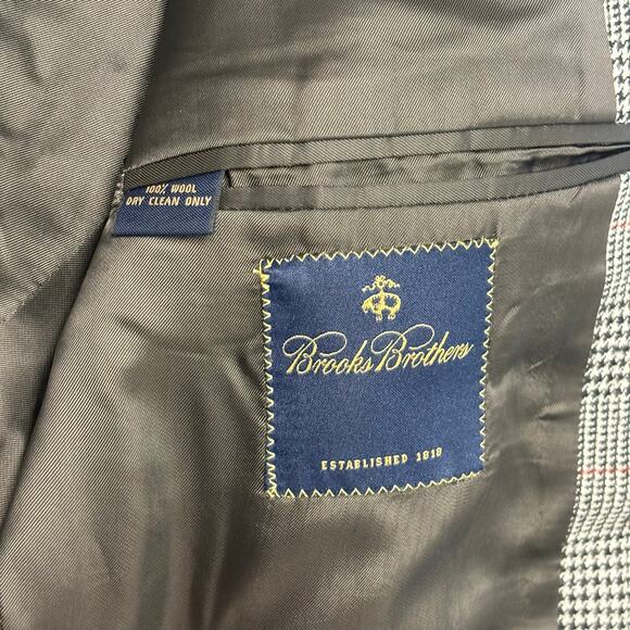 Vintage Y2K Brooks Brothers Glen Plaid Men 42L Single Breasted Wool Italy Blazer - Picture 5 of 13